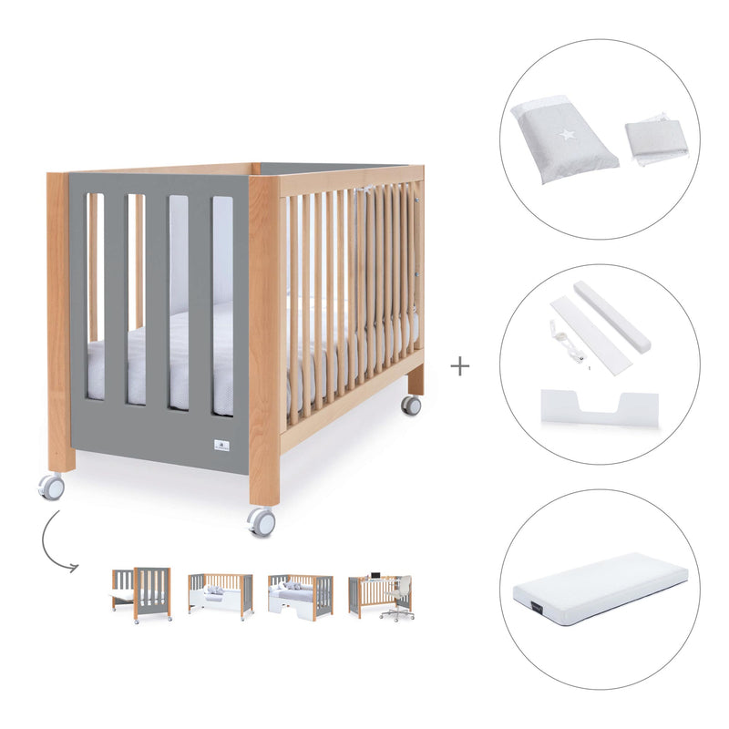 Berço co-sleeping 60x120 cm (5in1) madeira/cinzento · Occa C166-M9558