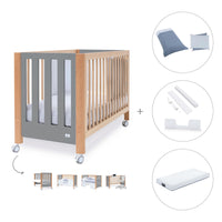 Berço co-sleeping 60x120 cm (5in1) madeira/cinzento · Occa C166-M9558