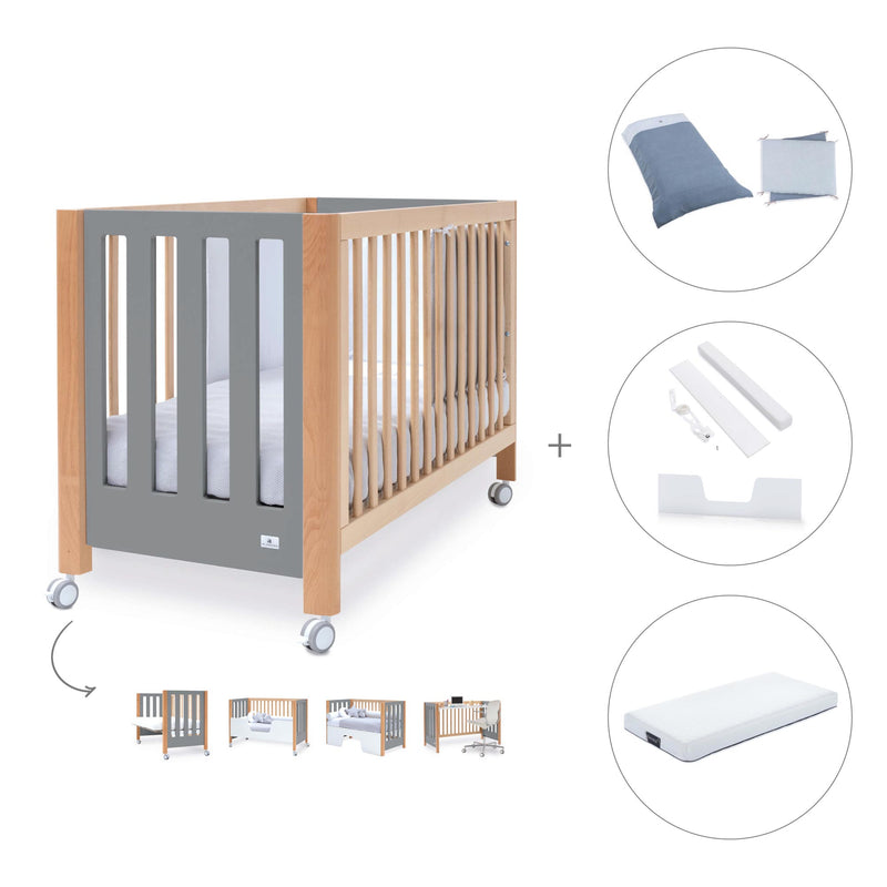 Berço co-sleeping 60x120 cm (5in1) madeira/cinzento · Occa C166-M9558