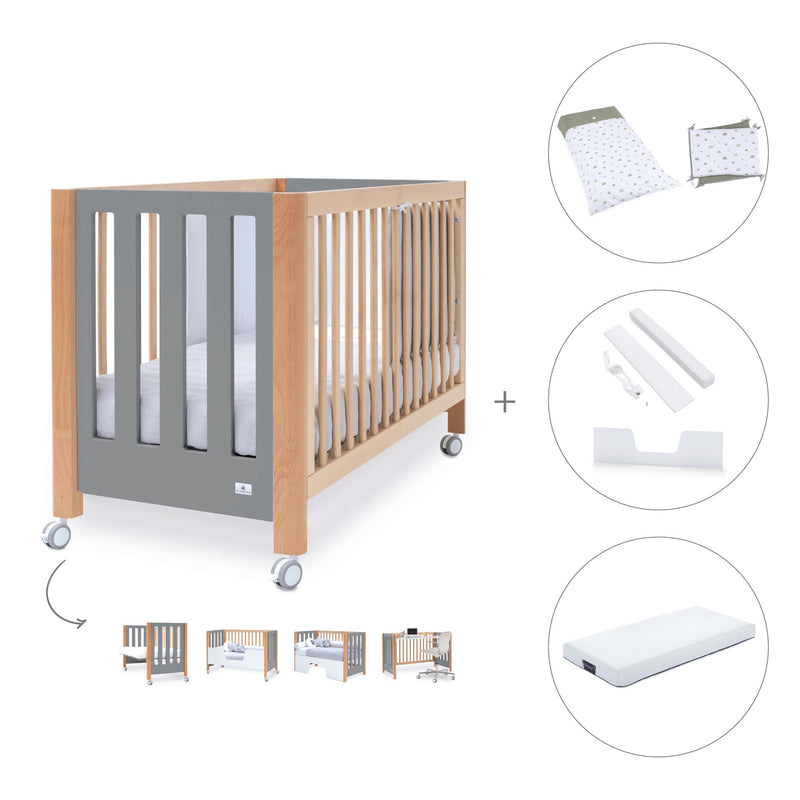 Berço co-sleeping 60x120 cm (5in1) madeira/cinzento · Occa C166-M9558