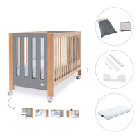 Berço co-sleeping 60x120 cm (5in1) madeira/cinzento · Occa C166-M9558