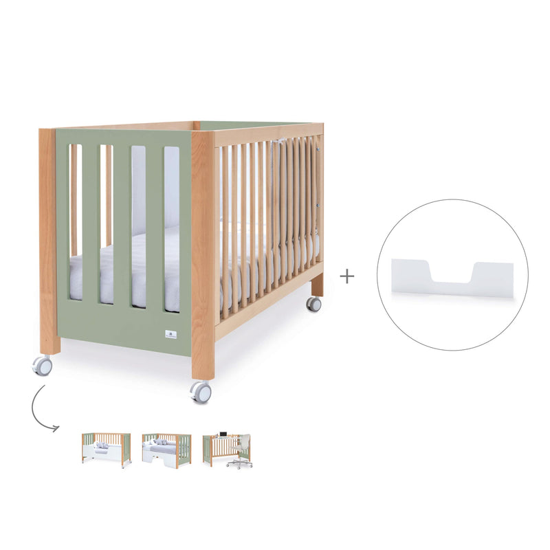 Lit bébé cododo 60x120 cm bois/vert-olive · Occa C166-M9556