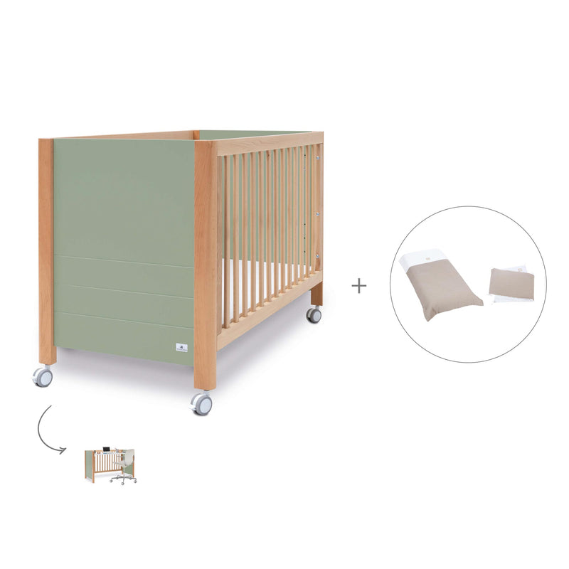 Co-sleeping cot 60x120 cm (5in1) wood/green olive · Ombra C167-M9556