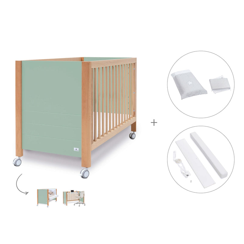 Co-sleeping cot 60x120 cm (5in1) wood/mint · Ombra C167-M9555