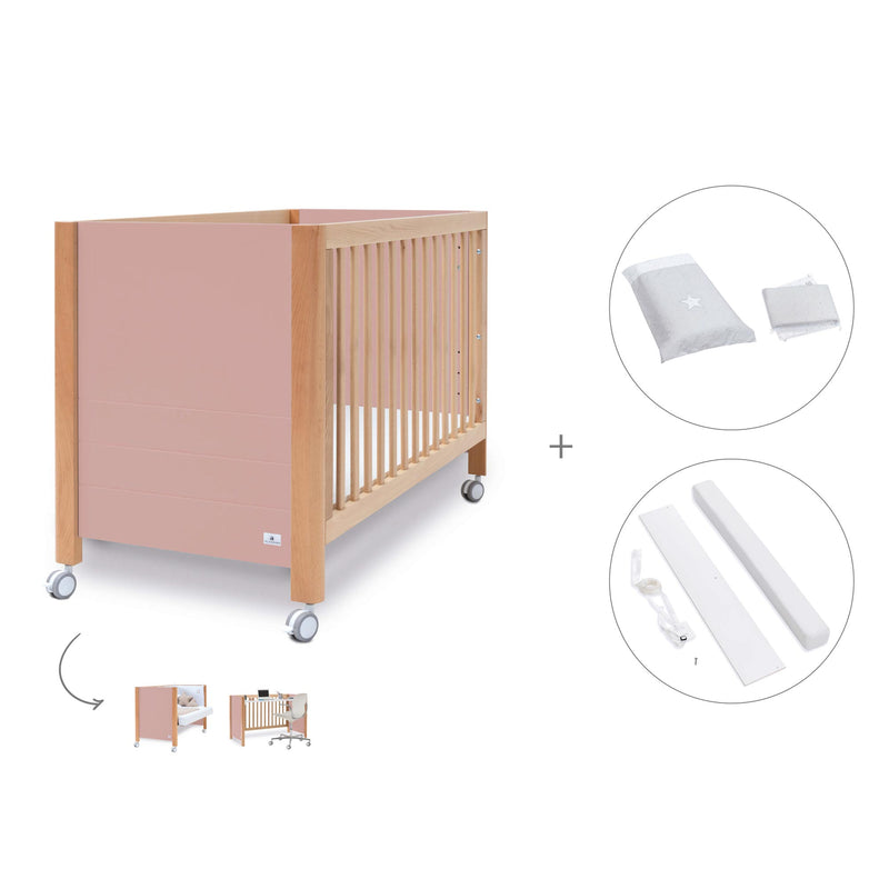 Co-sleeping cot 60x120 cm (5in1) wood/pink · Ombra C167-M9559