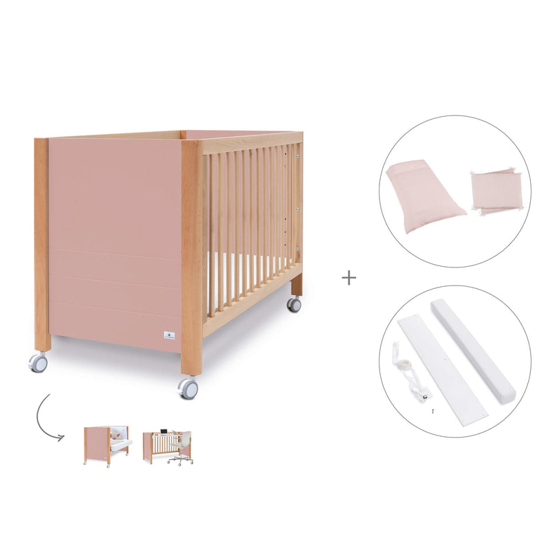 Co-sleeping cot 60x120 cm (5in1) wood/pink · Ombra C167-M9559