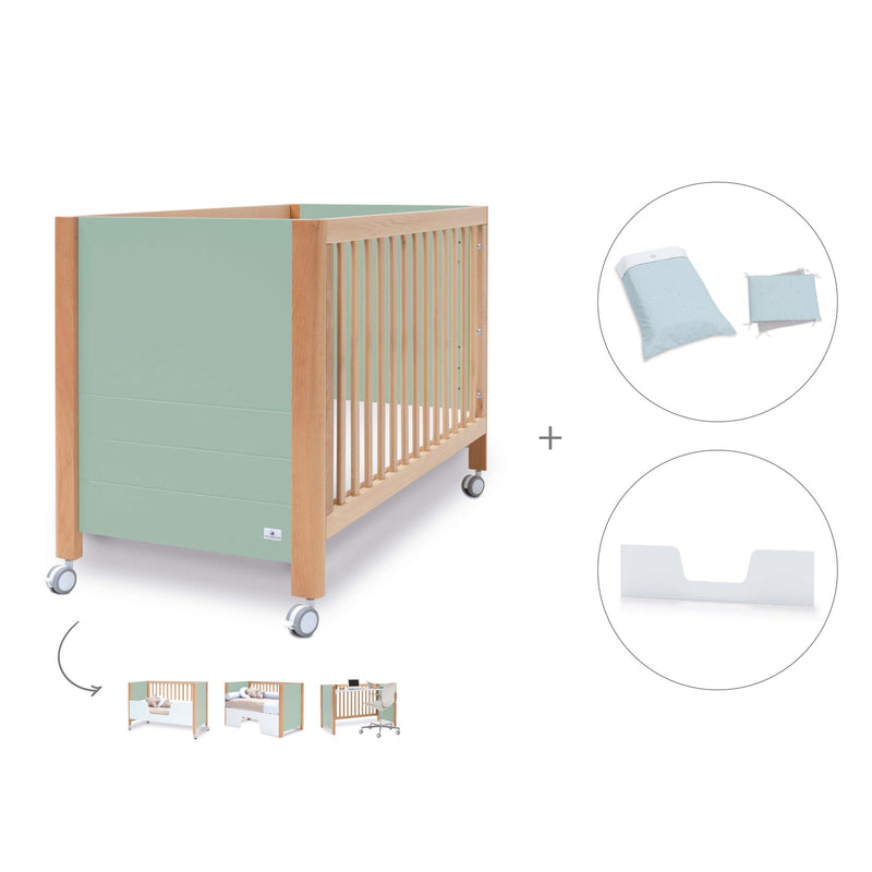 Co-sleeping cot 60x120 cm (5in1) wood/mint · Ombra C167-M9555