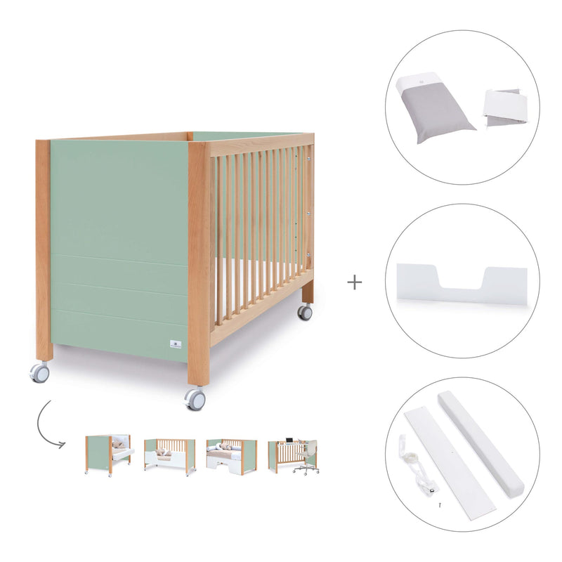 Co-sleeping cot 60x120 cm (5in1) wood/mint · Ombra C167-M9555