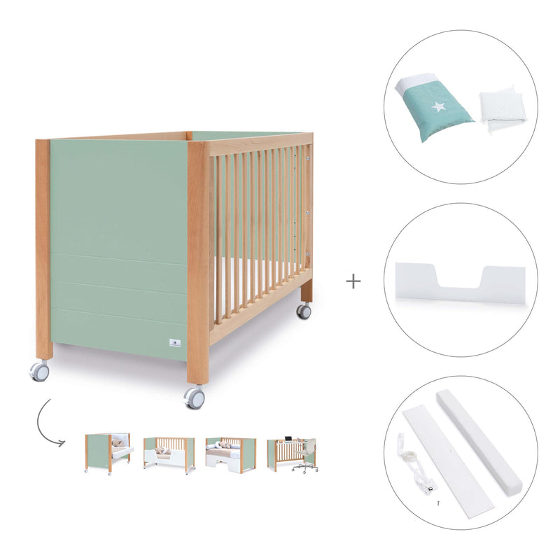 Co-sleeping cot 60x120 cm (5in1) wood/mint · Ombra C167-M9555