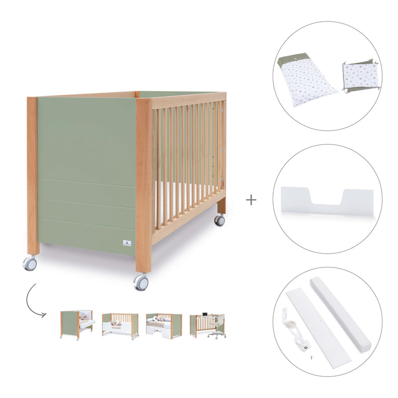 Co-sleeping cot 60x120 cm (5in1) wood/green olive · Ombra C167-M9556