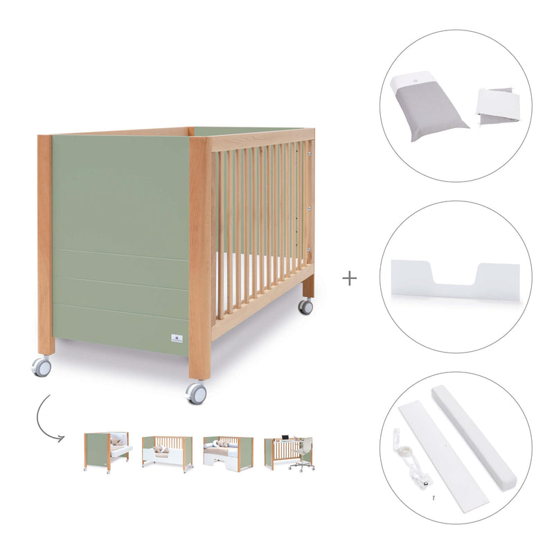 Co-sleeping cot 60x120 cm (5in1) wood/green olive · Ombra C167-M9556