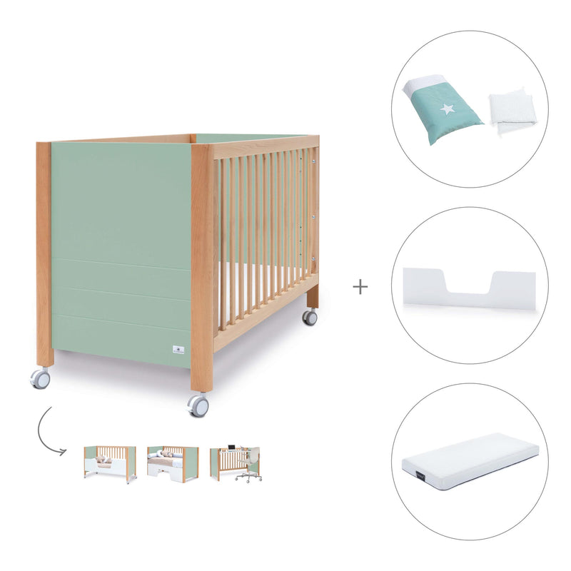 Co-sleeping cot 60x120 cm (5in1) wood/mint · Ombra C167-M9555