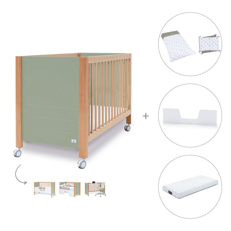 Co-sleeping cot 60x120 cm (5in1) wood/green olive · Ombra C167-M9556