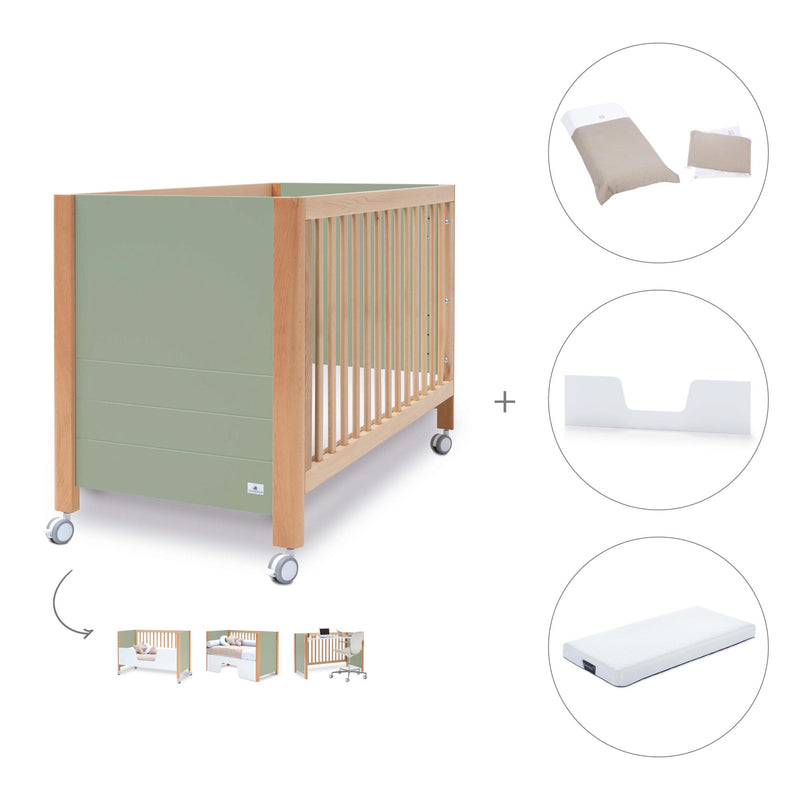 Co-sleeping cot 60x120 cm (5in1) wood/green olive · Ombra C167-M9556