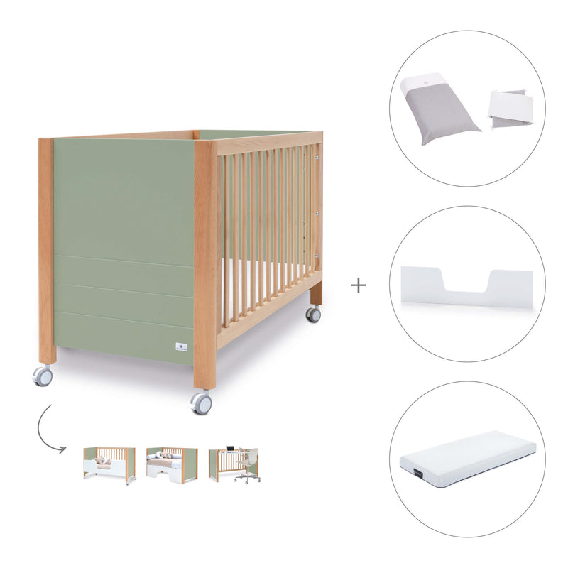 Co-sleeping cot 60x120 cm (5in1) wood/green olive · Ombra C167-M9556