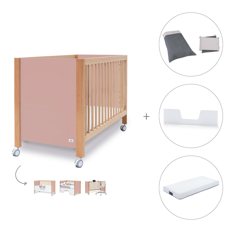 Co-sleeping cot 60x120 cm (5in1) wood/pink · Ombra C167-M9559