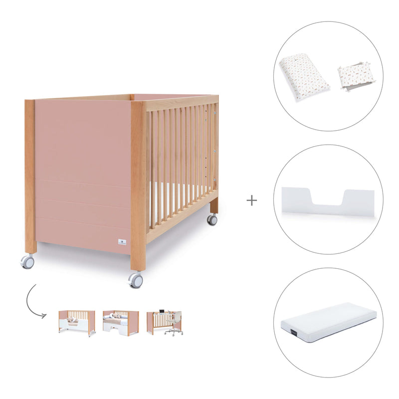 Co-sleeping cot 60x120 cm (5in1) wood/pink · Ombra C167-M9559