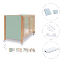 Co-sleeping cot 60x120 cm (5in1) wood/mint · Ombra C167-M9555