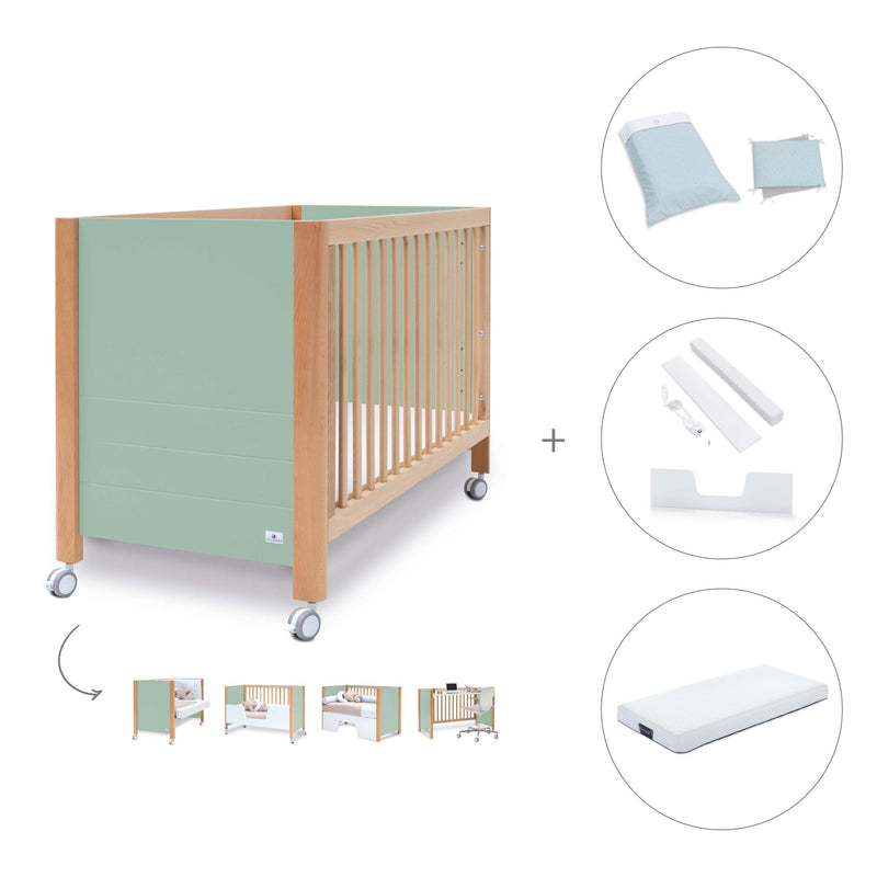 Co-sleeping cot 60x120 cm (5in1) wood/mint · Ombra C167-M9555