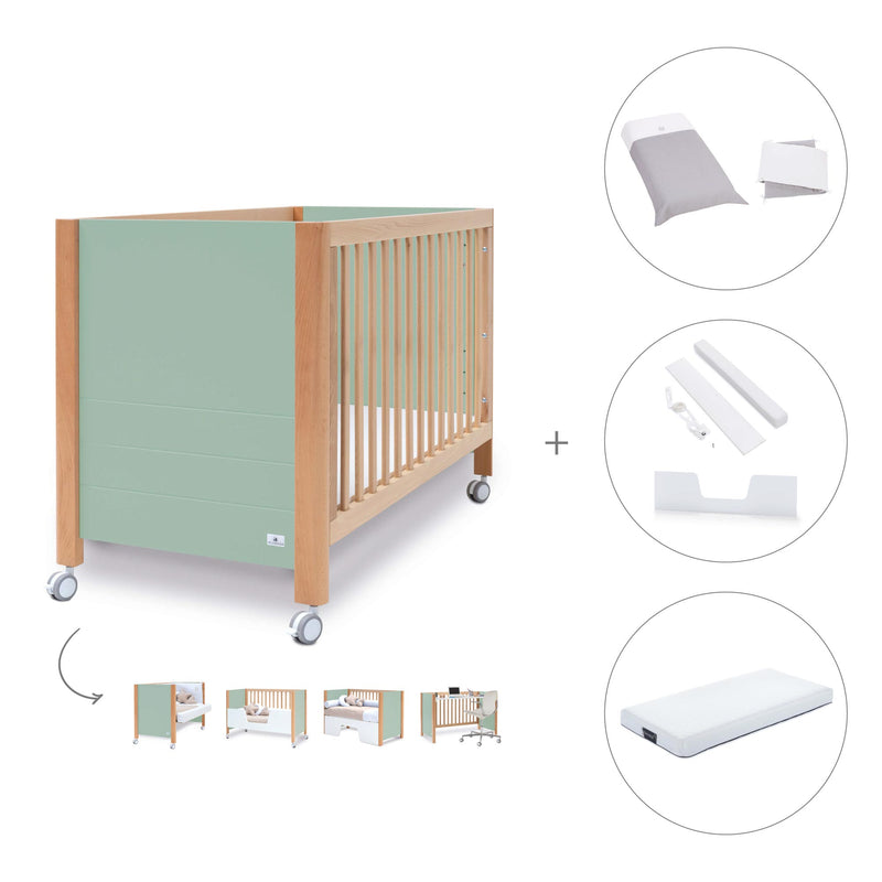 Co-sleeping cot 60x120 cm (5in1) wood/mint · Ombra C167-M9555