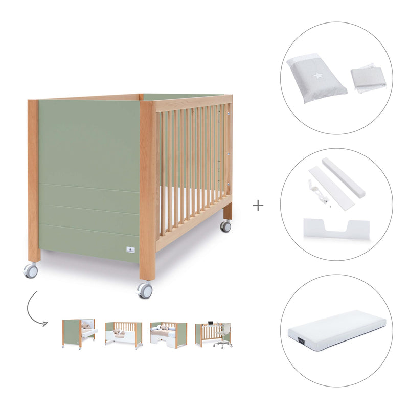 Co-sleeping cot 60x120 cm (5in1) wood/green olive · Ombra C167-M9556