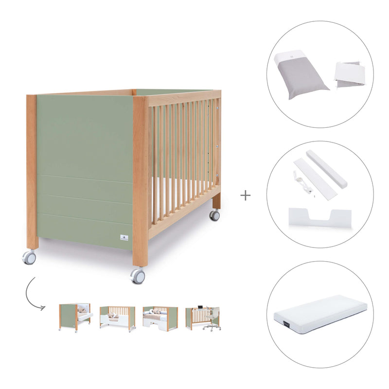 Co-sleeping cot 60x120 cm (5in1) wood/green olive · Ombra C167-M9556