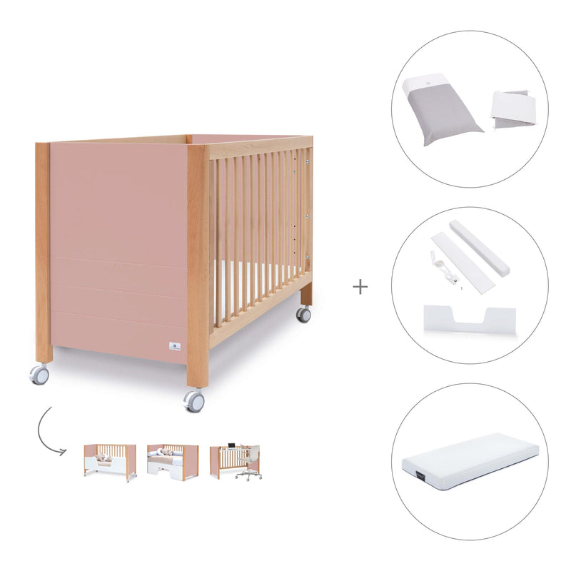 Co-sleeping cot 60x120 cm (5in1) wood/pink · Ombra C167-M9559