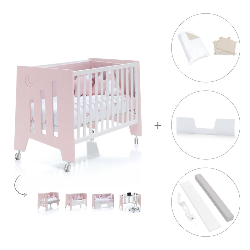 Babybett-Schreibtisch 60x120 cm (2in1) rosa · Omni C181-M7742