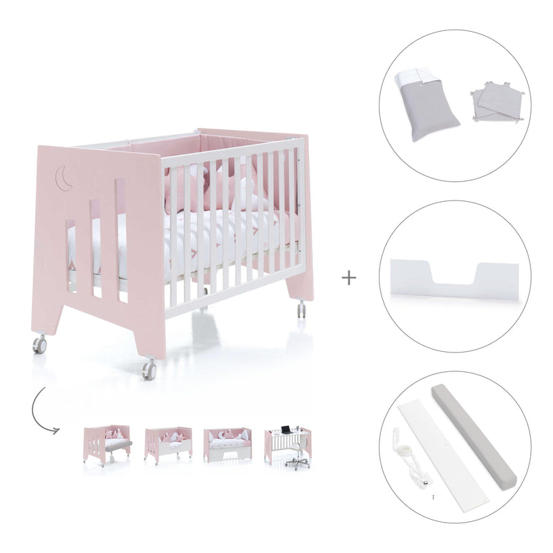 Babybett-Schreibtisch 60x120 cm (2in1) rosa · Omni C181-M7742
