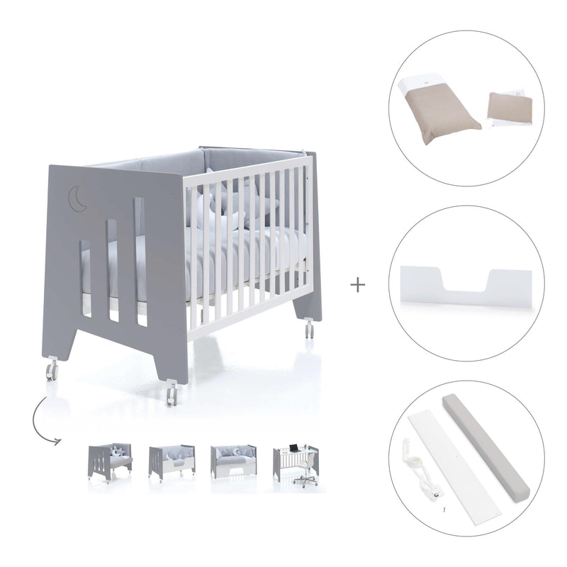 Beistellbett 60x120 cm (5in1) weiss/anthrazit · Omni Due Antracita