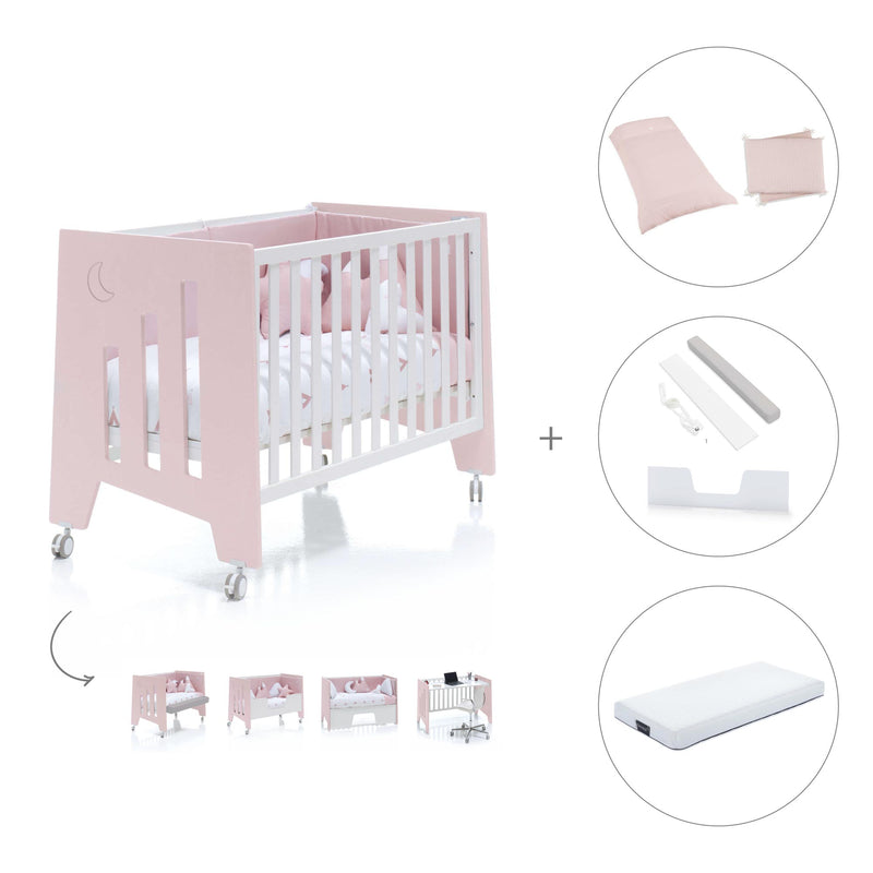 Babybett-Schreibtisch 60x120 cm (2in1) rosa · Omni C181-M7742