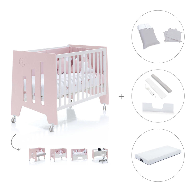 Babybett-Schreibtisch 60x120 cm (2in1) rosa · Omni C181-M7742