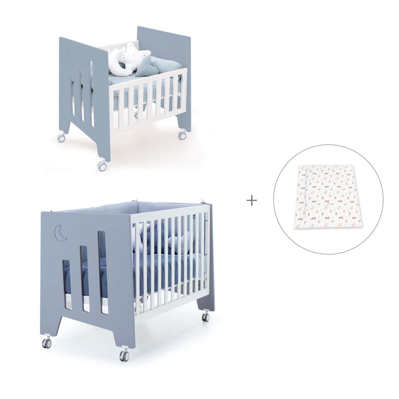 Mini berço 60x80 cm e berço 60x120 cm (7em1) azul · Omni Tre Blu denim