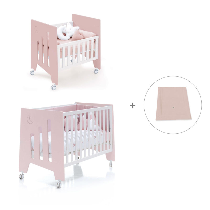 Mini berço 60x80 cm e berço 60x120 cm (7em1) rosa claro · Omni Tre Flamingo