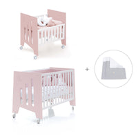 Mini berço 60x80 cm e berço 60x120 cm (7em1) rosa claro · Omni Tre Flamingo