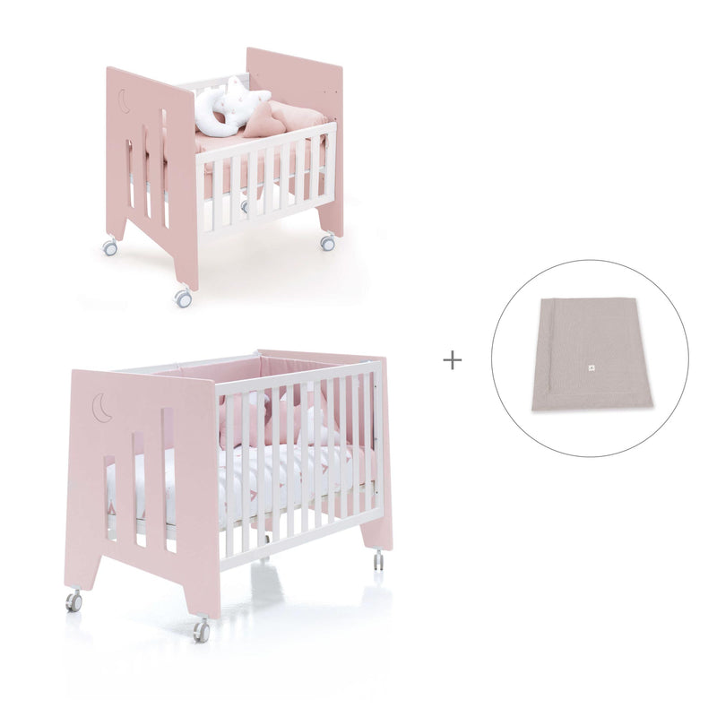 Mini berço 60x80 cm e berço 60x120 cm (7em1) rosa claro · Omni Tre Flamingo