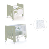 Berceau 60x80 cm et lit bébé 60x120 cm (7en1) vert-olive · Omni Tre Erba