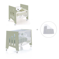Berceau 60x80 cm et lit bébé 60x120 cm (7en1) vert-olive · Omni Tre Erba