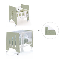 Berceau 60x80 cm et lit bébé 60x120 cm (7en1) vert-olive · Omni Tre Erba