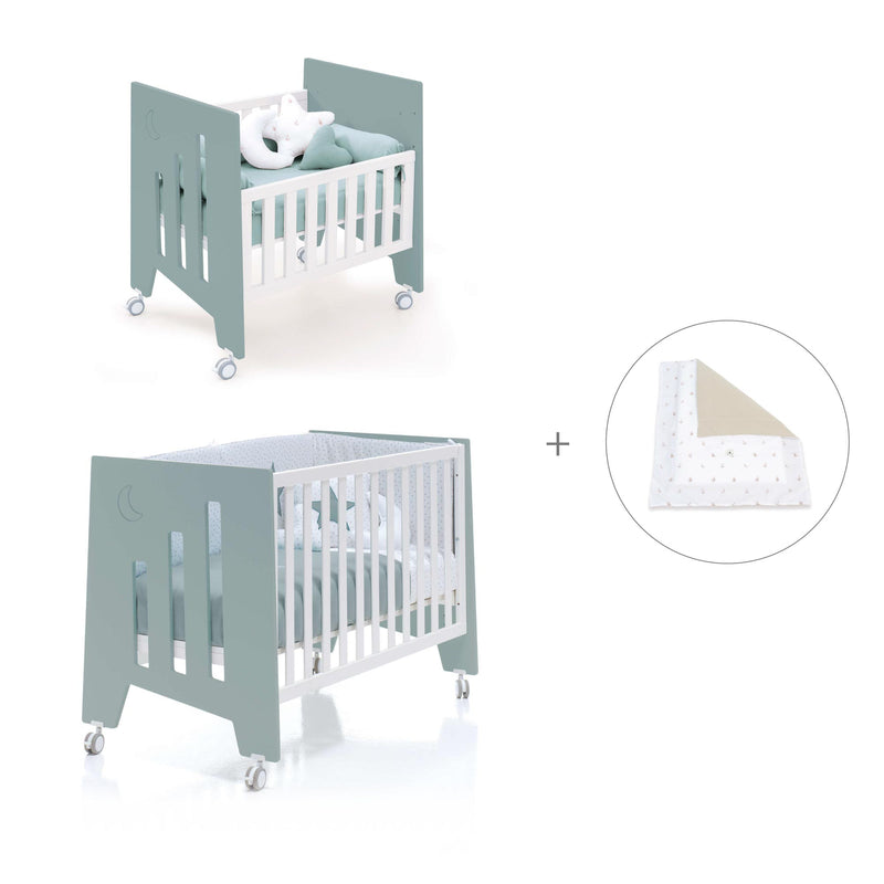 Berceau 60x80 cm et lit bébé 60x120 cm (7en1) vert eucalyptus · Omni Tre Eucalyptus