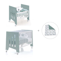 Berceau 60x80 cm et lit bébé 60x120 cm (7en1) vert eucalyptus · Omni Tre Eucalyptus