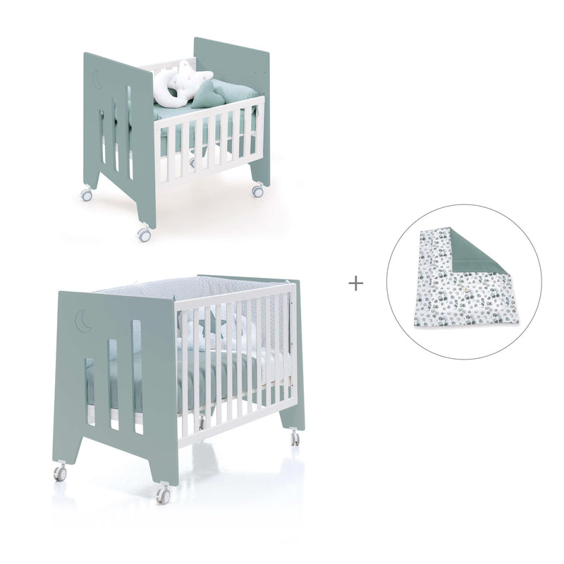 Berceau 60x80 cm et lit bébé 60x120 cm (7en1) vert eucalyptus · Omni Tre Eucalyptus