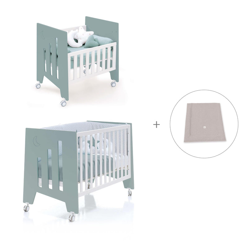 Berceau 60x80 cm et lit bébé 60x120 cm (7en1) vert eucalyptus · Omni Tre Eucalyptus