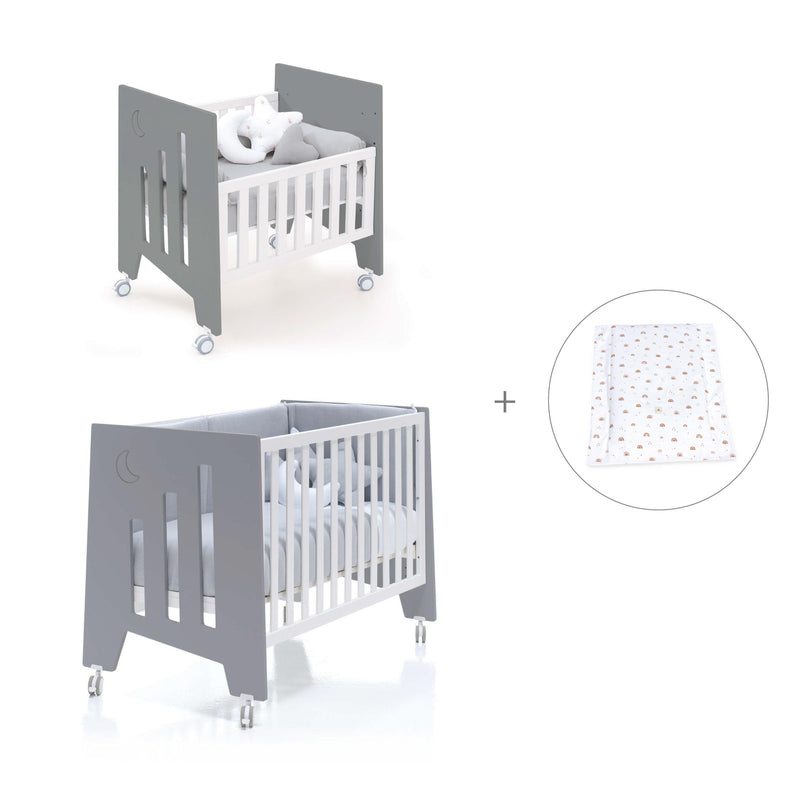 Mini berço 60x80 cm e berço 60x120 cm (7em1) antracite · Omni Tre Antracita