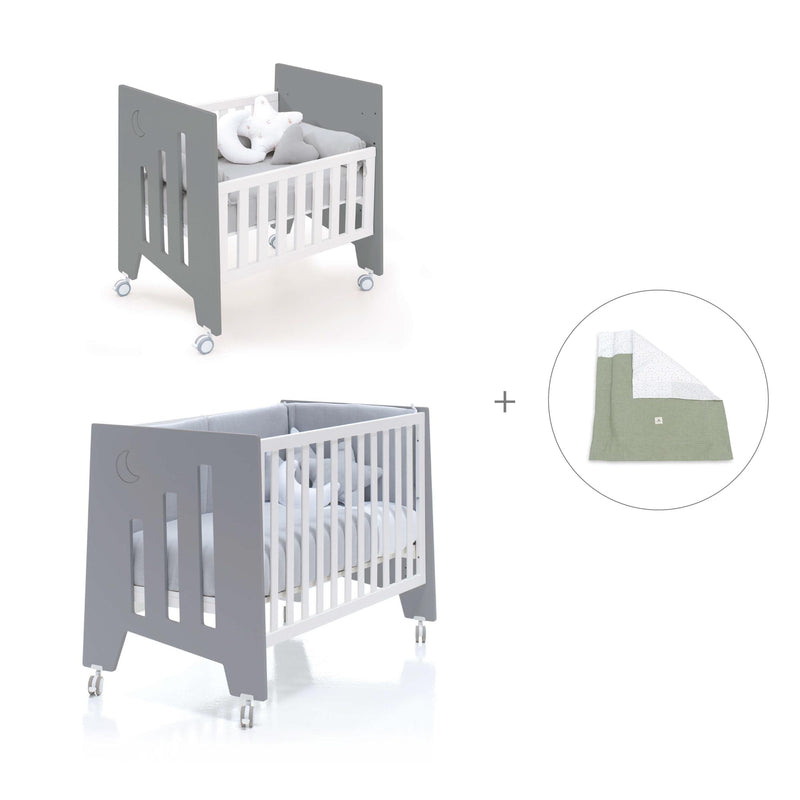 Mini berço 60x80 cm e berço 60x120 cm (7em1) antracite · Omni Tre Antracita