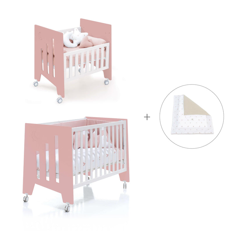 Berceau 60x80 cm et lit bébé 60x120 cm (7en1) rose · Omni Tre Quarzo