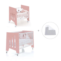 Berceau 60x80 cm et lit bébé 60x120 cm (7en1) rose · Omni Tre Quarzo