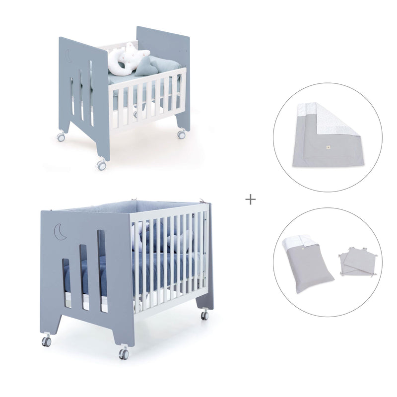 Mini berço 60x80 cm e berço 60x120 cm (7em1) azul · Omni Tre Blu denim