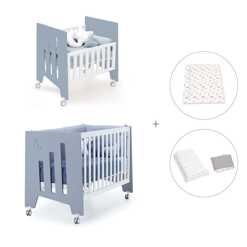 Mini berço 60x80 cm e berço 60x120 cm (7em1) azul · Omni Tre Blu denim