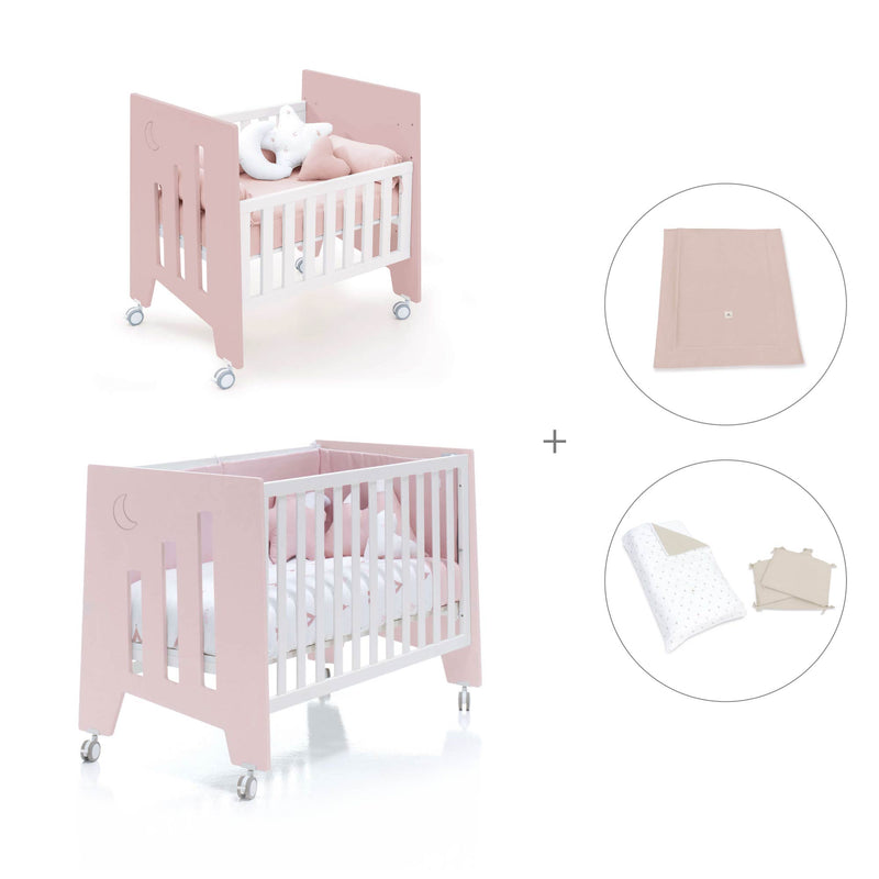 Mini berço 60x80 cm e berço 60x120 cm (7em1) rosa claro · Omni Tre Flamingo